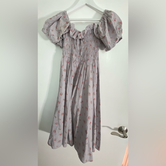 R.Vivimos Puff Sleeve Ruffles Square Neckline Floral Bridgerton Romantic Dress M - Picture 2 of 12